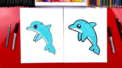 artforkidshub|How To Draw A Cartoon Dolphin .